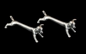 Novelty Silver Plate Knife Rests In the Form of Dogs.