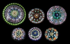 Millefiori - Collection of Vintage Glass Paperweights. Various Sizes - Some Signed.