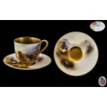 Royal Worcester Hand Painted and Signed Miniature Matched Cup and Saucer.
