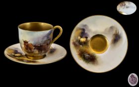 Royal Worcester Hand Painted and Signed Miniature Matched Cup and Saucer.