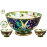 Wedgwood 1920's Daisy Makeig Jones Small Fairyland Lustre Footed Bowl ' Garden of Paradise '