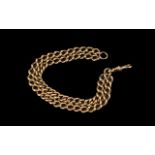 Antique Period - Excellent Quality 9ct Gold Double Albert Watch Chain Bracelet. Marked 9.375.