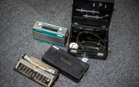 Small Mixed Lot to include a Bennett Portable Typewriter, a Roberts Portable Radio,
