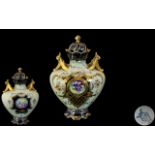 Royal Rudolstadt - 19th Century Fine Quality Twin Handle Hand Painted Lidded Vase, Wonderful