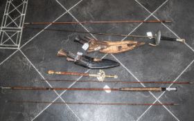 Mixed Lot To Include A Leon Paul Fencing Foil Together With Two Kukri Gurkha Knives,