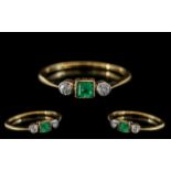 Ladies - 18ct Gold Attractive and Exquisite Diamond and Emerald Set Ring.
