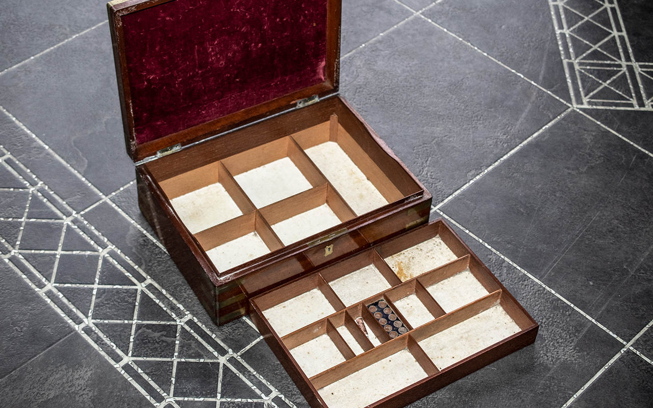 A Mahogany Victorian Sewing Box with lift out tray with various compartments. - Image 2 of 2