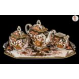 Royal Crown Derby Imari Pattern Superb 3 Piece Hand Painted Tea Service and Matching Large Eight