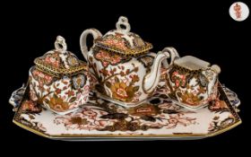 Royal Crown Derby Imari Pattern Superb 3 Piece Hand Painted Tea Service and Matching Large Eight