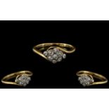 Ladies 18ct Gold - Attractive Pave Diamond Set Cluster Ring. c.1920.