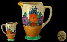 Clarice Cliff Hand Painted Jug - Art Deco Design. c.1930. Bizarre Range. 7 Inches - 17.5 cms High.