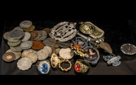 Small Collection of Costume Jewellery, Badges & Coins.