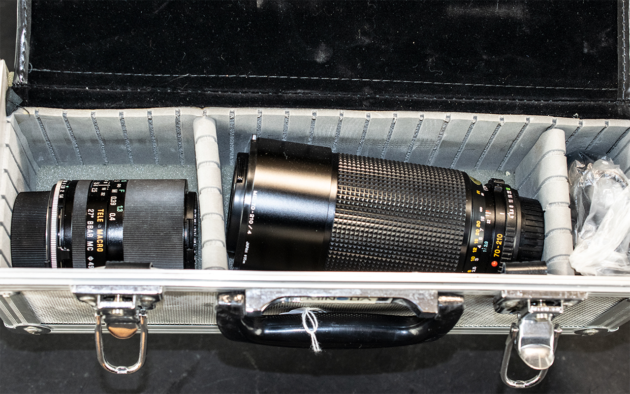 Two Minolta Cameras XG - M and X - 500 in a fitted alloy case with five various lenses comprising 1/ - Image 5 of 5