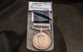 General Service Medal With Cyprus Clasp, Awarded To 23309149 PTE I G Brown Glosters.