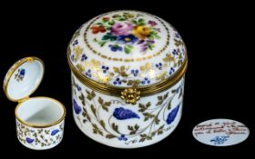 Early 20th Century Hand Painted Trinket Box with Flowers and Gold Relief,