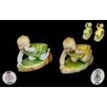 Royal Worcester - 1930's Pair of Small Hand Painted Early Figures.