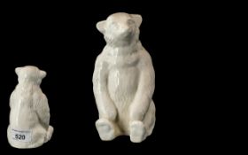 Antique Porcelain Bear In Sitting Form. White Glaze Bear In Sitting Form, Impressed Marks to Base, 5