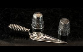 Collection of Silver Items - Bookmark and Thimbles.