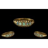 Ladies 18ct Gold Exquisite 5 Stone Opal Set Ring, Gallery Setting.