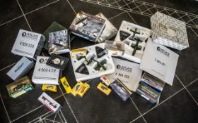 Collection of Die Cast Atlas Editions Models, including Battle of Okinawa 1945 Republic P-47D,