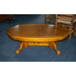 Oval Polished Oak Coffee Table,