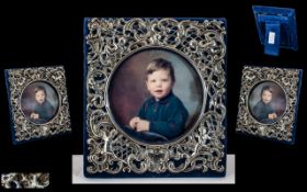 Victorian Period 1837 - 1901 Excellent Ornate Open-worked Sterling Silver Photo Frame of Square