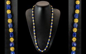 An Indian Lapis Lazuli 18ct Gold Necklace,