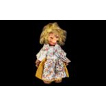 Steiff Vintage Small Mecki Hedgehog Friend, Dressed In a Decorative Dress / Apron and