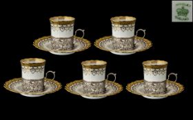 Edwardian Period 1902 - 1910 Aynsley - Superb Set of ( 5 ) Coffee Cans,