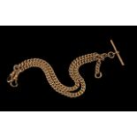 Antique Period Superb Quality - 9ct Gold Double Albert Watch Chain with T-Bar.