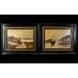 E. Davies Pair of Antique Oil Paintings In Original Frames.