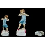 Royal Worcester - 1930's Early Hand Painted Figure ' Wednesdays Child ' Girl,