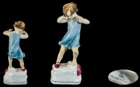 Royal Worcester - 1930's Early Hand Painted Figure ' Wednesdays Child ' Girl,