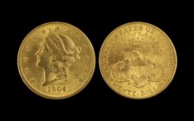 United States of America Liberty Gold Twenty Dollars Coin - Date 1904.
