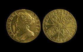 Queen Anne Gold Guinea - Date 1710.