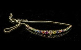 Tutti Fruiti Gold on Silver Designer Bracelet. Beautiful Necklace In Gold on Silver.