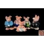 Full Set 5 Wade Nat West Pigs - Piggy Banks with original stoppers. Perfect Condition. Collection of