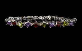 Swarovski Bracelet. Wonderful Quality Swarovski Bracelet with Large Coloured Crystal Set Stones.