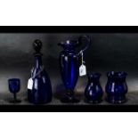 A Good Collection of Bristol Blue Glass Items ( 5 ) Items.