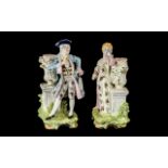 Pair of Porcelain Figures, depicting a lady and gentleman in traditional dress,