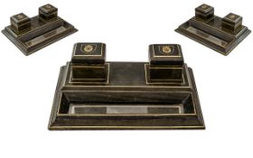 Lacquered & Gold Gilt Inkwell/Desk Tidy. Elegant inkwell/desk tidy, with gold gilt decoration.