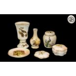 Small Collection of Royal Worcester Palissy Porcelain comprising a 5" fruit bud vase,