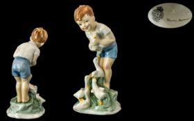 Royal Worcester Early Hand Painted Figure ' Young Farmer Boy Johnnie'. RW3433.