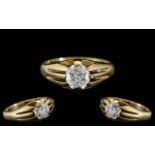 18ct Gold - Superb Quality Gentleman's Set Single Stone Diamond Ring - Gypsy Setting.