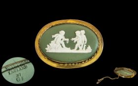 Antique Period - Wedgwood Excellent Quality 9ct Gold Oval Mounted Cameo,