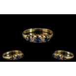 Victorian Period 1837 - 1901 18ct Gold Sapphire and Diamond Set Ladies Ring, Gallery Setting.