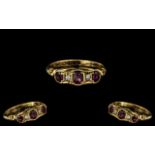 18ct Gold - Attractive Ruby and Diamond Set Ring, Excellent Designed Setting / Pretty.