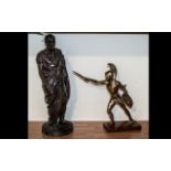 Two Decorative Spelter & Brass Figures, one depicting a brass gladiator with sword and shield,