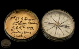 Antique Military Compass. Compass Dated 1892, Lovely Inscription Inside - Please See Photo.