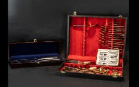 Hampton Silversmiths Plated Set of Carvers, in original wooden box, together with a set of six